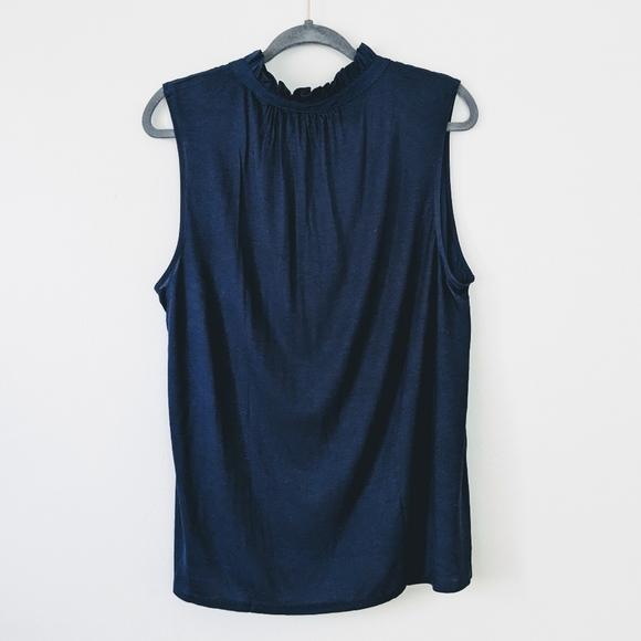 LOFT Ruffle Mixed Media Shell - Picture 4 of 5